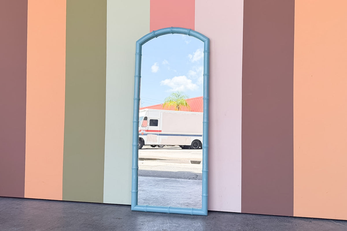 Turquoise Faux Bamboo Arch Mirror