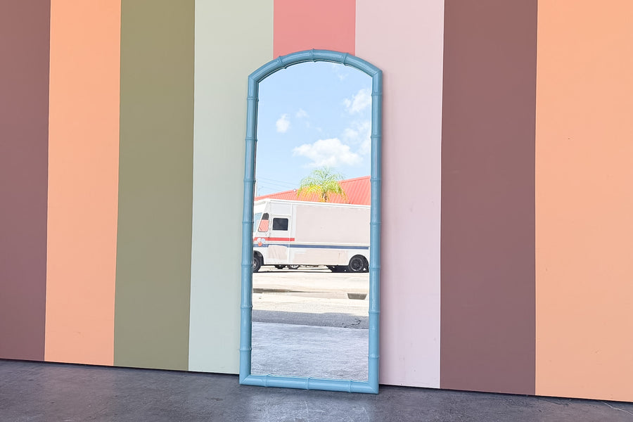 Turquoise Faux Bamboo Arch Mirror