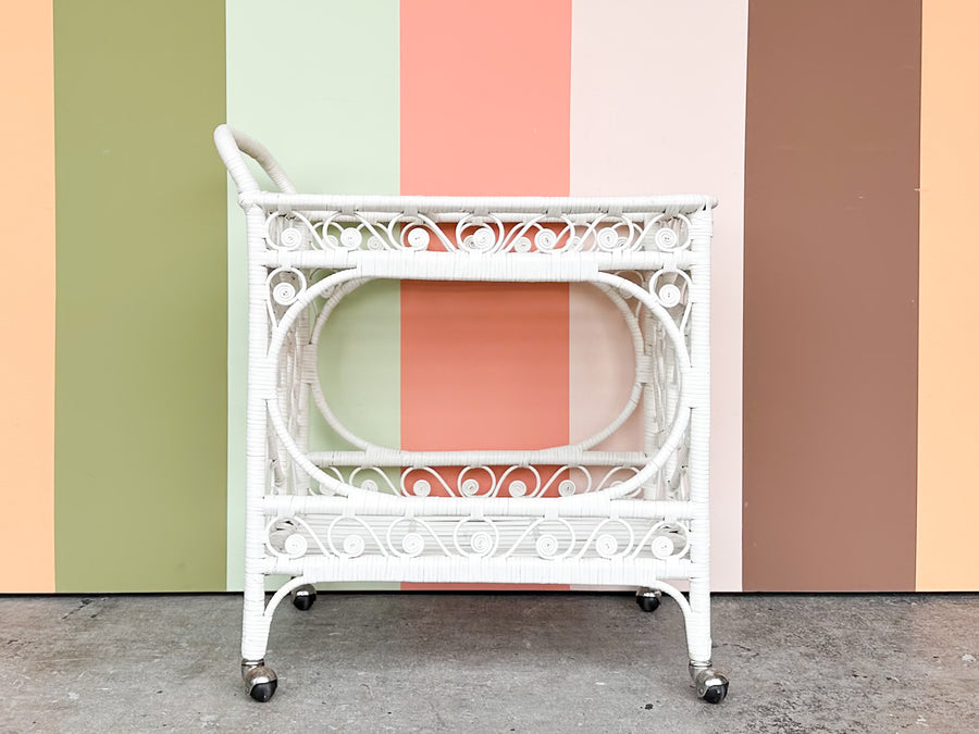 Sweet Fiddlehead Wicker Bar Cart