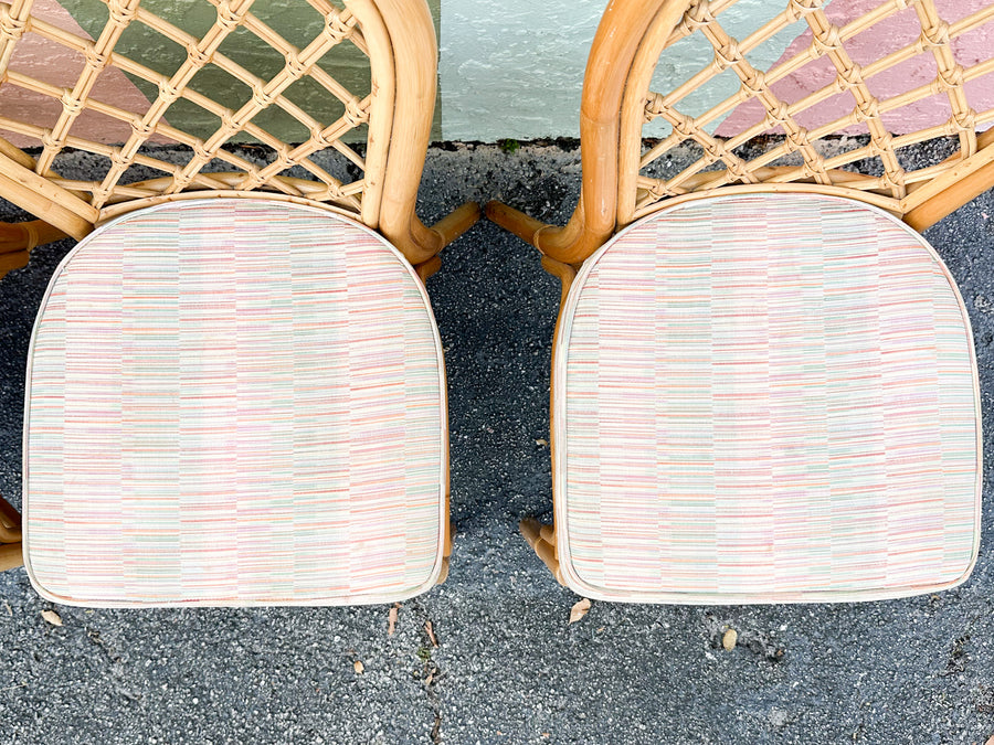 Set of Six Cute Coastal Rattan Dining Chairs