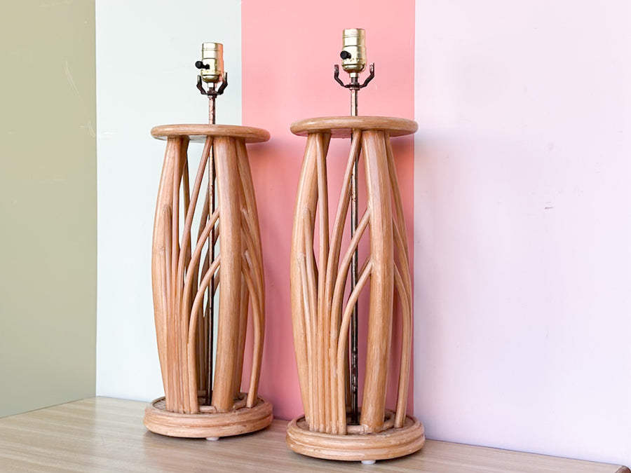 Pair of Island Style Rattan Lamps