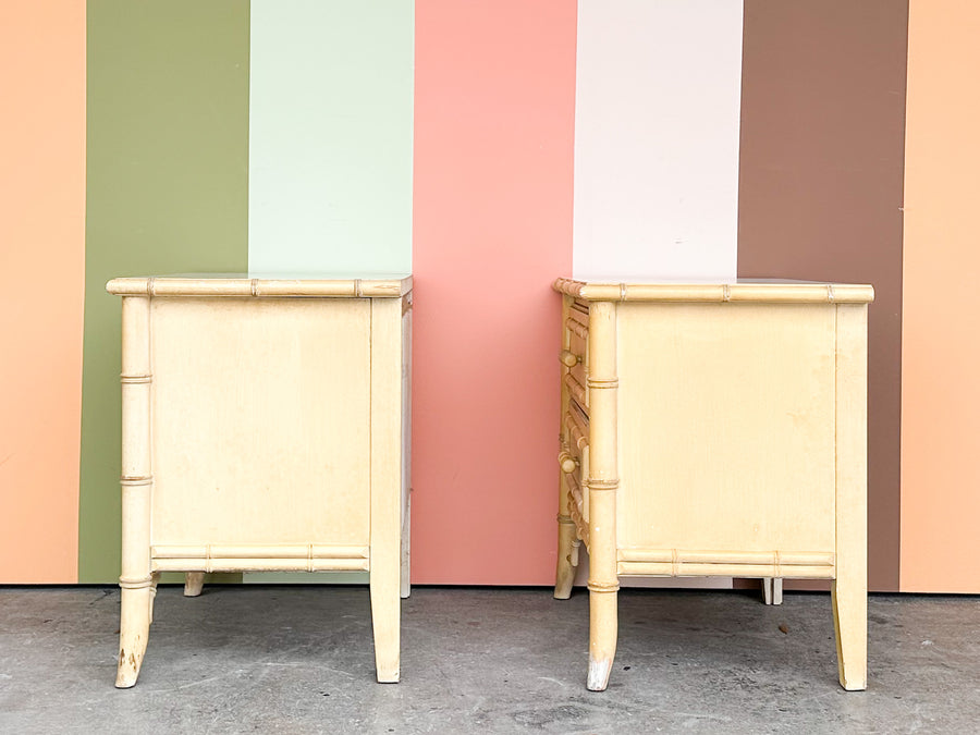 Pair of Dixie Aloha Faux Bamboo Nightstands