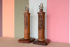 Pair of Island Style Wood Carved Pineapple Lamps