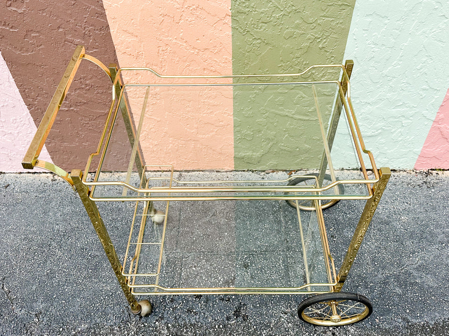 Hollywood Regency Style Metal Bar Cart