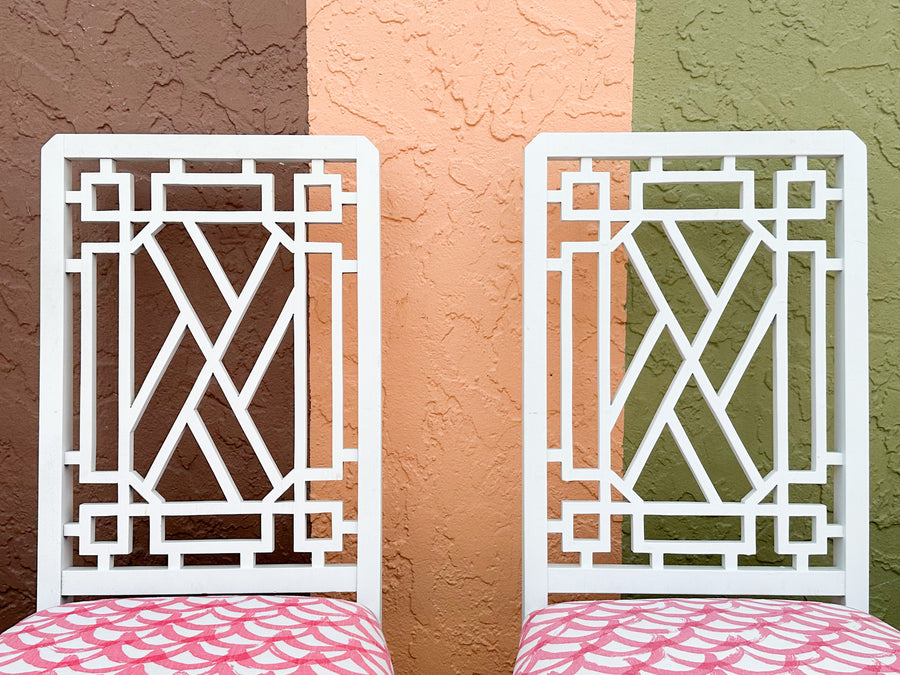 Set of Six Fretwork Dining Chairs