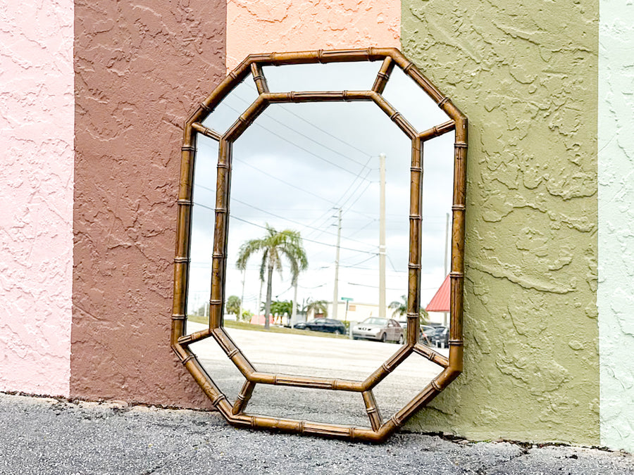 Faux Bamboo Octagon Mirror