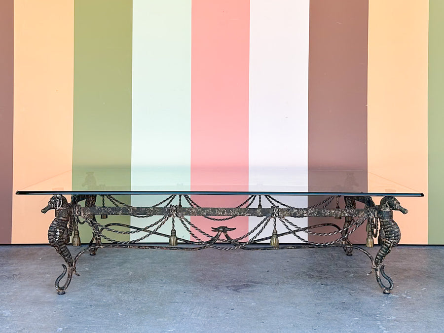Wrought Iron Seahorse and Tassel Coffee Table