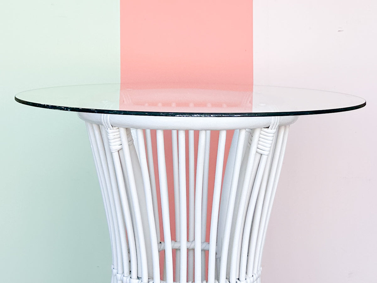 White Rattan Side Table