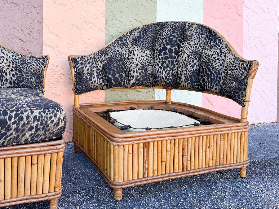 Pair of Rattan Corner Lounge Chairs