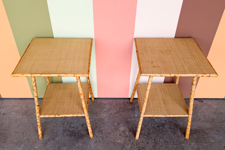 Pair of Island Style Rattan Side Tables