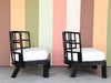 Pair of Curved Rattan Lounge Chairs