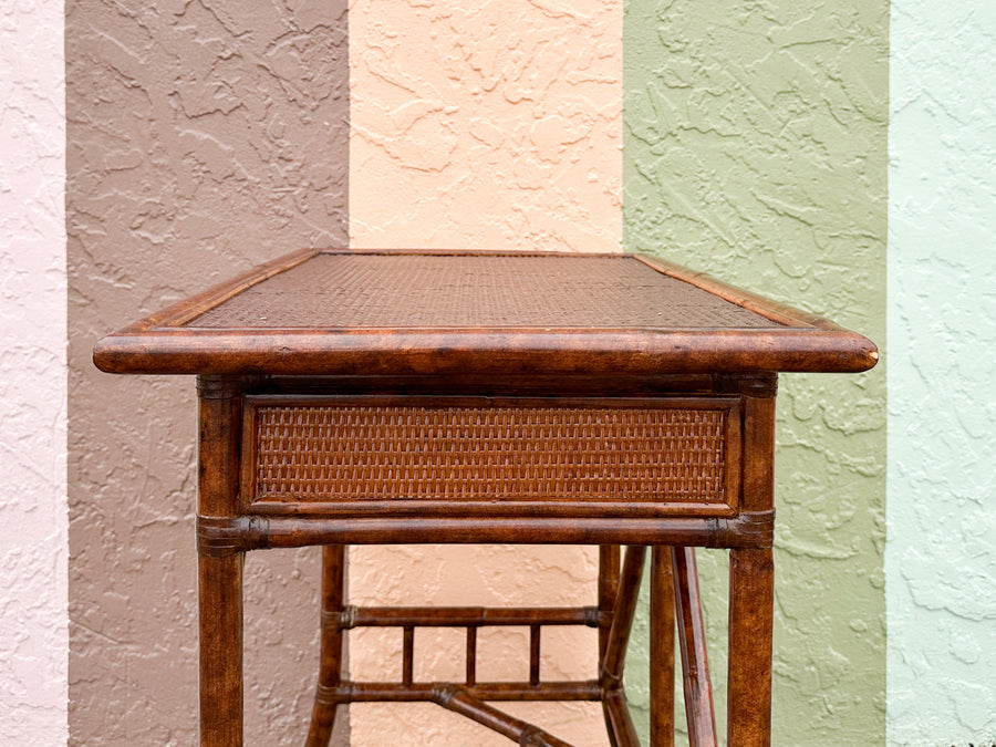 Petite West Indies Style Rattan Writing Desk