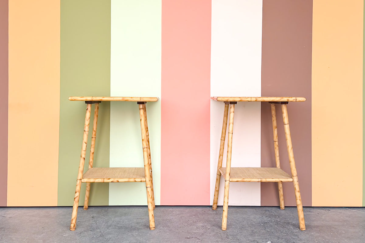 Pair of Island Style Rattan Side Tables
