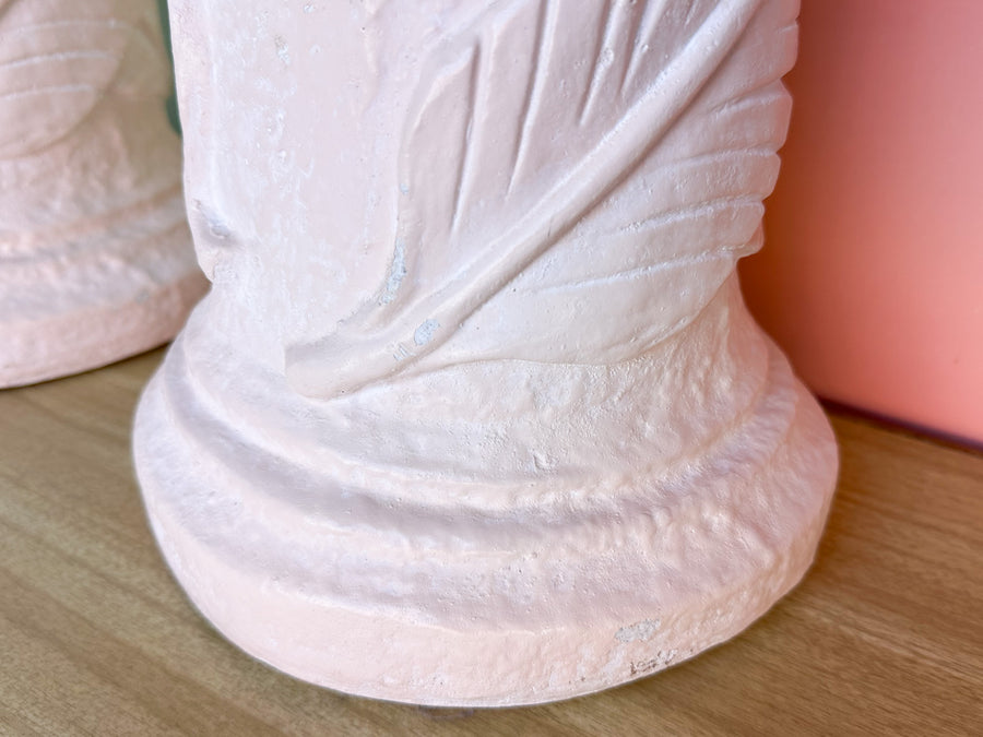 Pair of Plaster Palm Leaf Lamps