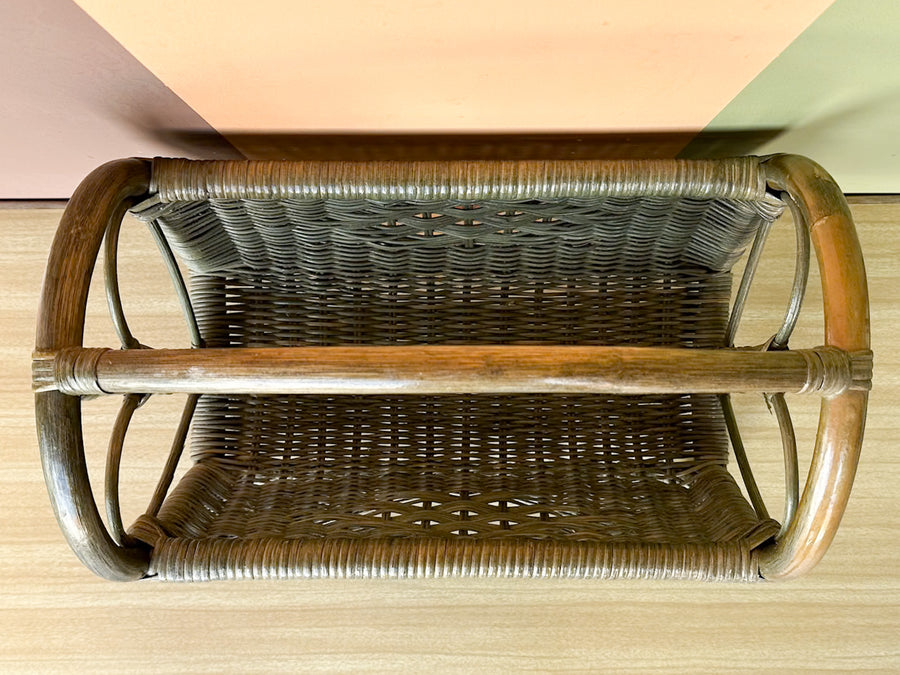Green Rattan Magazine Rack