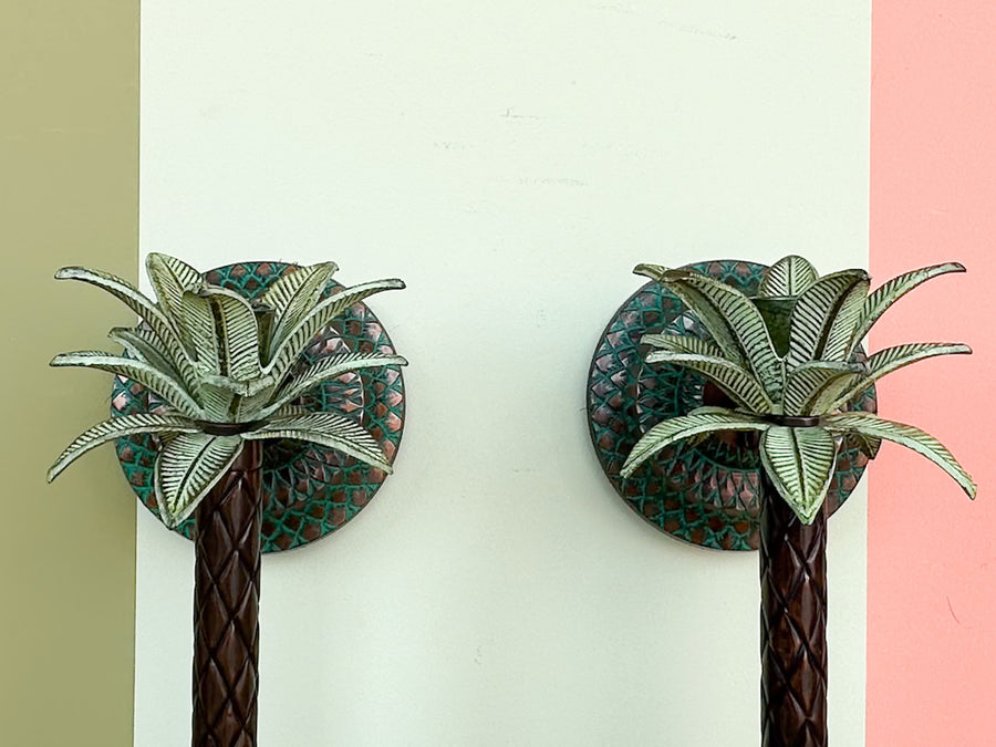 Pair of Palm Tree Wall Sconces
