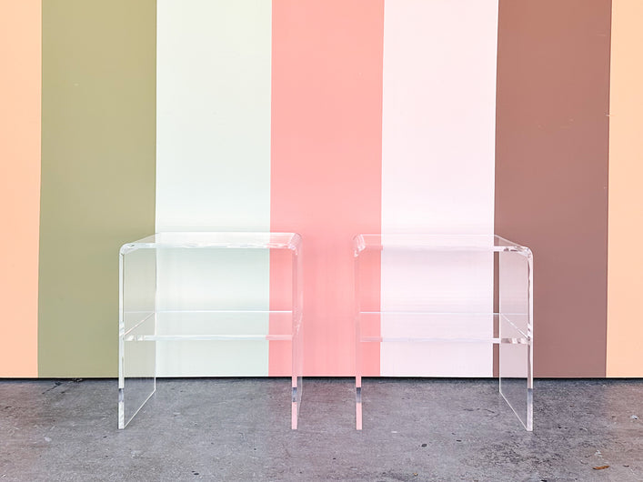 Pair of Lucite Waterfall Side Tables