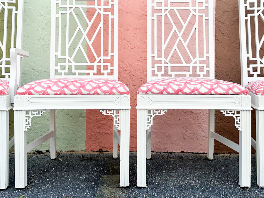 Set of Six Fretwork Dining Chairs