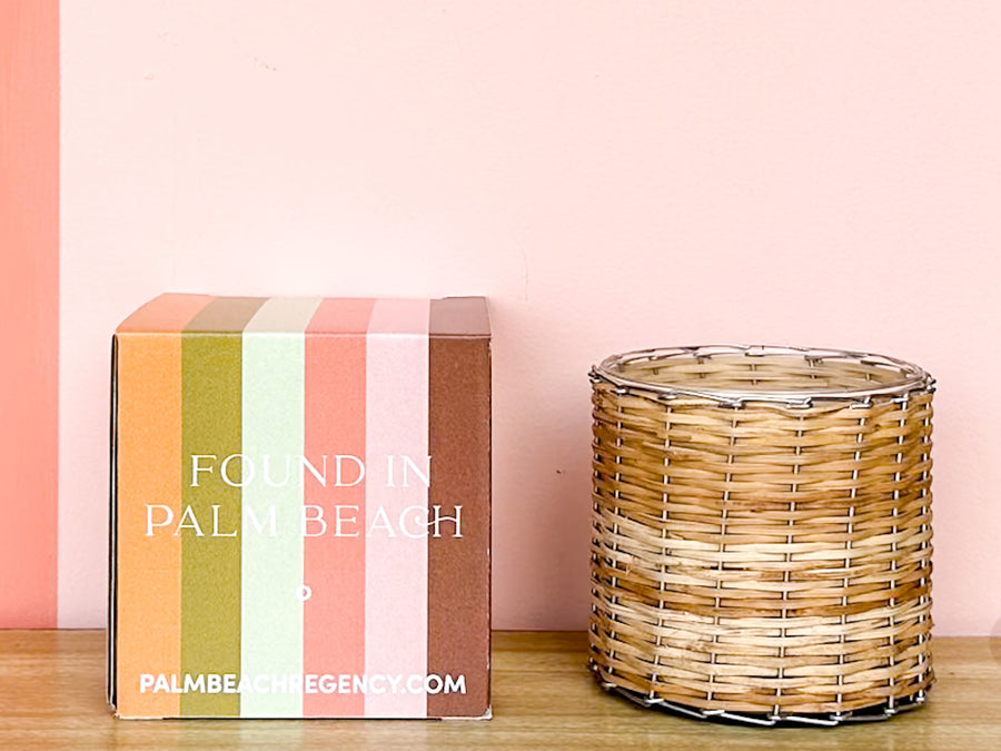 Palm Beach Regency Seaside Rattan Wrapped Candle
