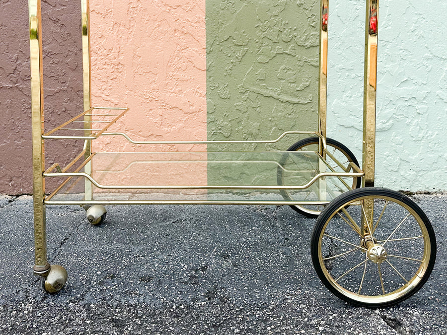 Hollywood Regency Style Metal Bar Cart