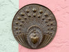 Pair of Metal Peacock Wall Pockets Signed by George Johnson