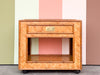 Parquet Rattan Nightstand on Casters