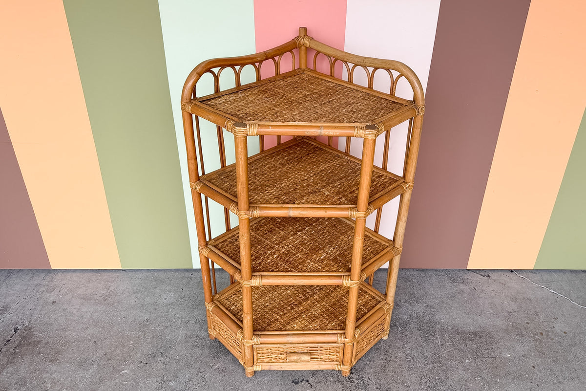 Rattan Corner Etagere