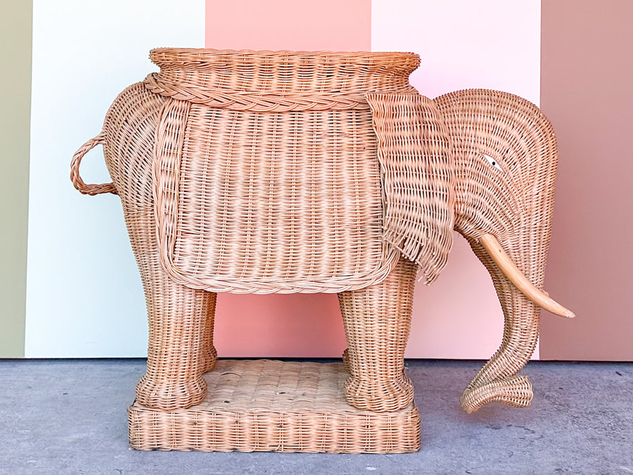 Large Wicker Elephant Garden Seat