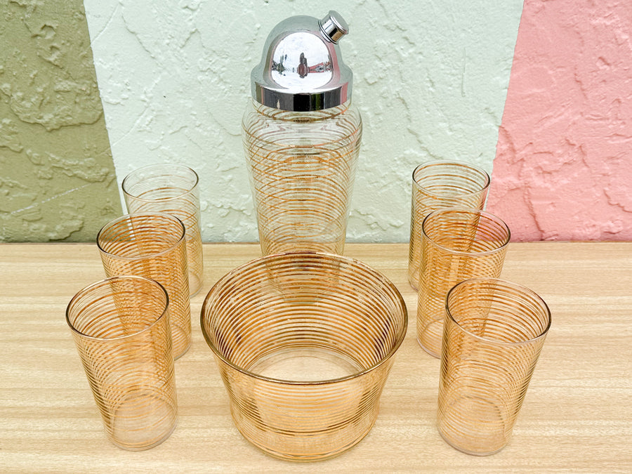 MCM Gold Striped Bar Set