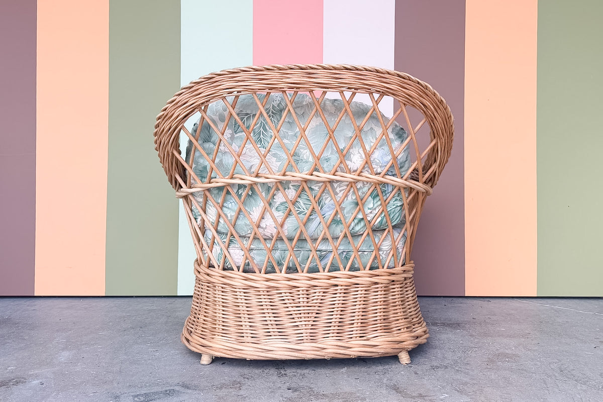 Braided Rattan Chair and Ottoman