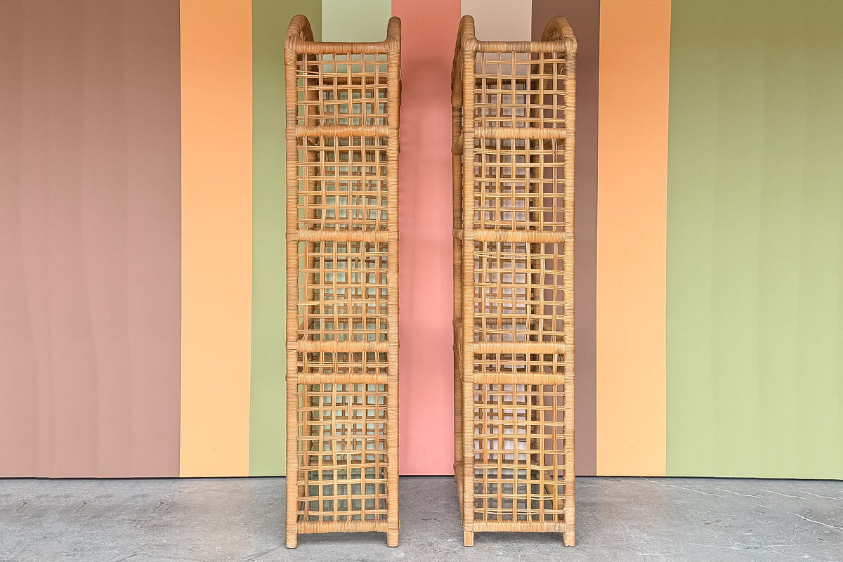 Pair of Rattan Wrapped Etageres