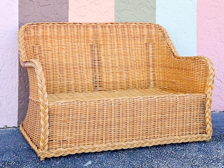 Braided Rattan Loveseat