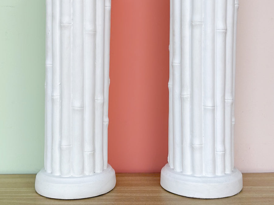 Pair of Faux Bamboo Column Lamps