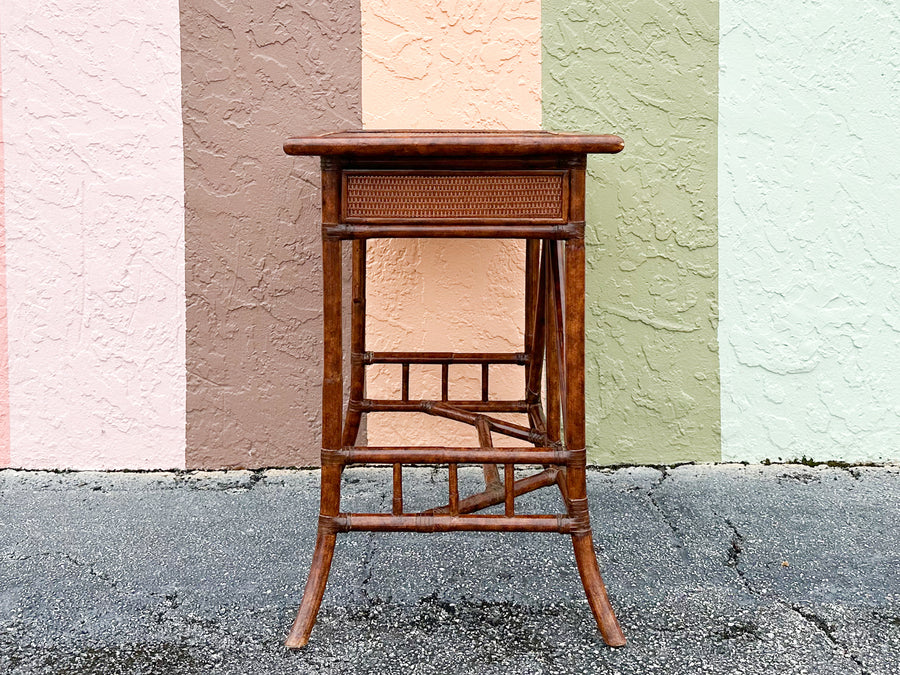 Petite West Indies Style Rattan Writing Desk