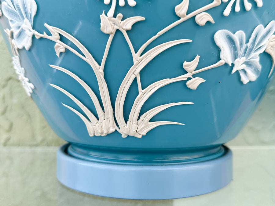Pair of Robin Egg Blue Floral Icing Lamps