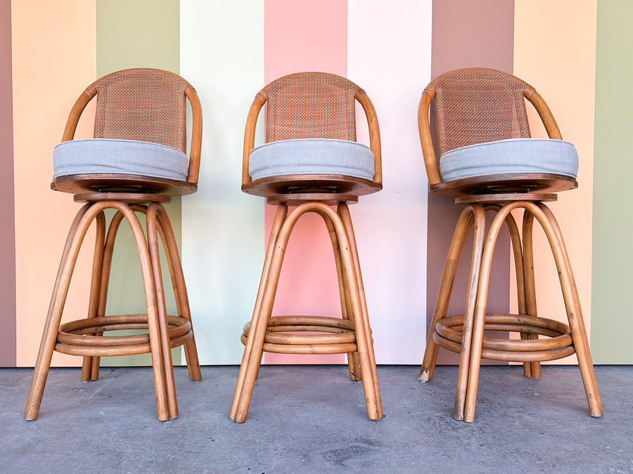 Set of Three Rattan Bar Stools