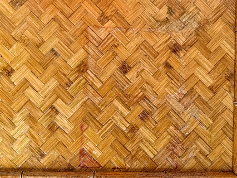 Parquet Rattan Nightstand on Casters
