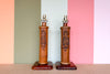 Pair of Island Style Wood Carved Pineapple Lamps