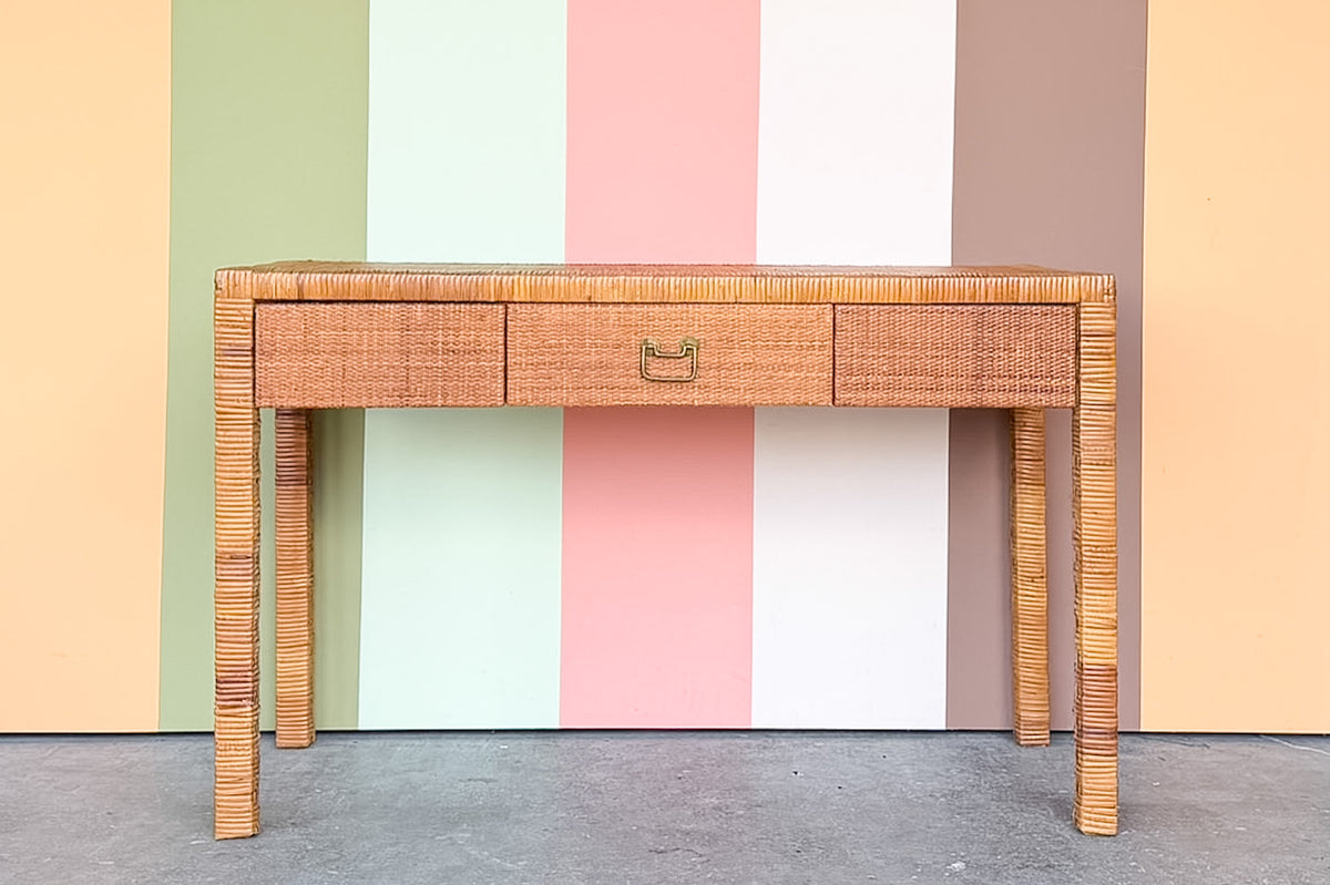Coastal Chic Woven Rattan Desk