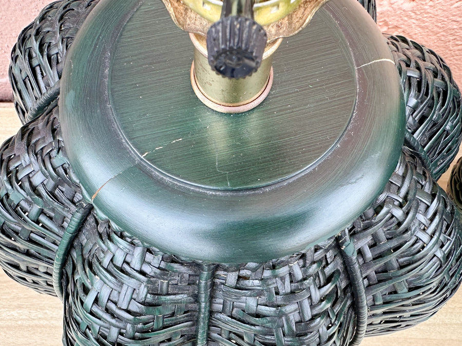 Pair of Gorg Green Island Style Basket Lamps