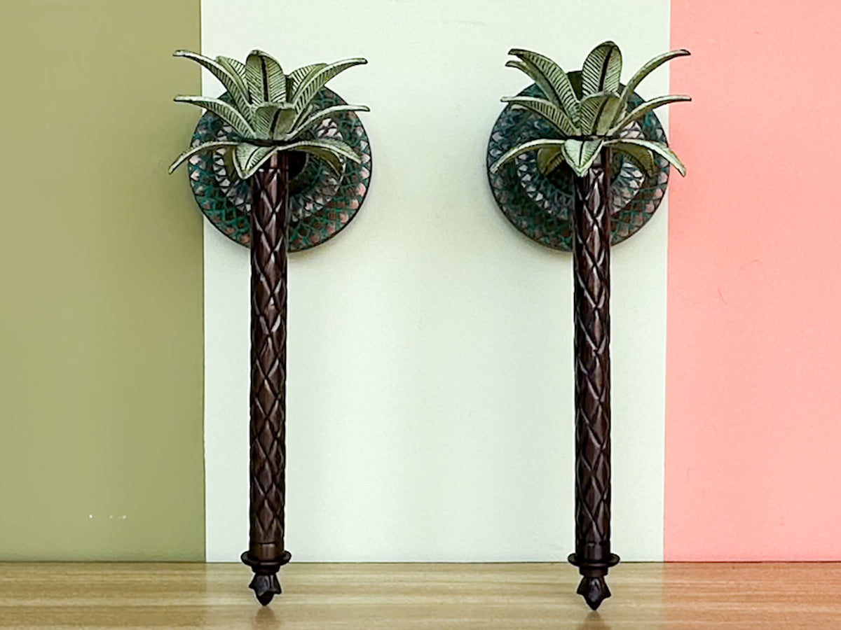 Pair of Palm Tree Wall Sconces