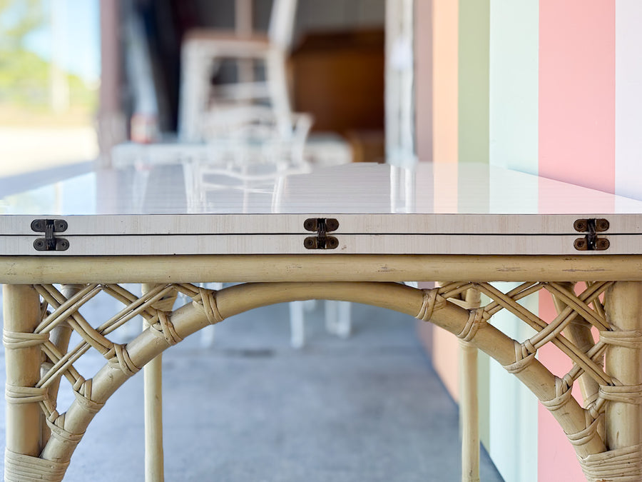 Ficks Reed Lattice Rattan Flip Top Game Table