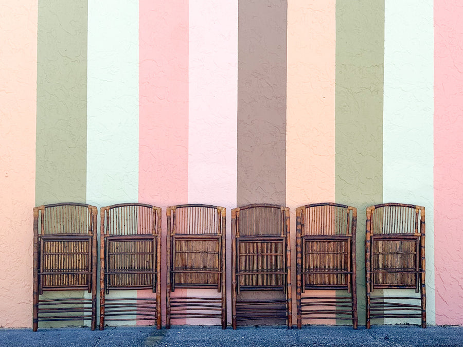 Set of Six Bamboo Folding Chairs