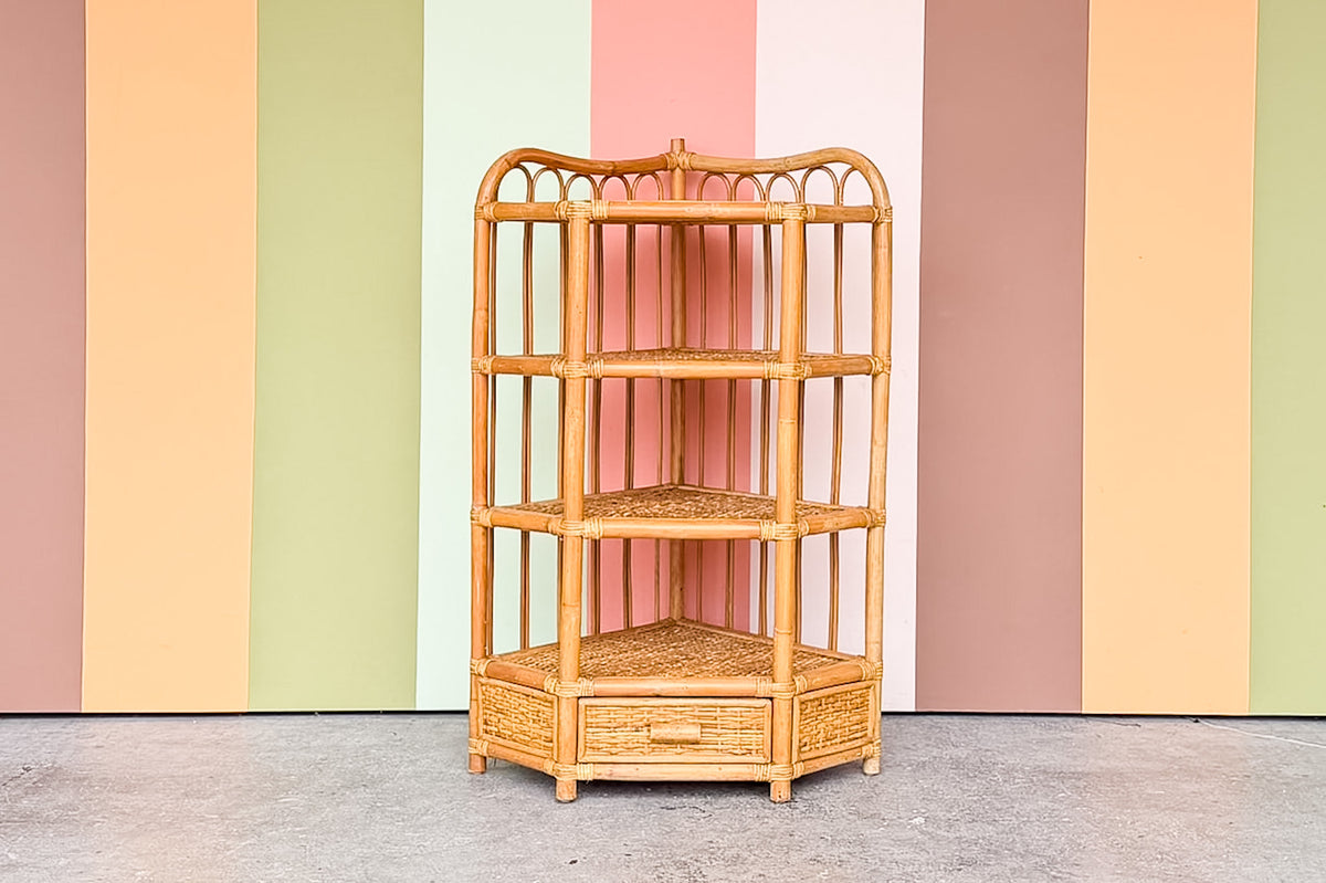 Rattan Corner Etagere