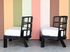 Pair of Curved Rattan Lounge Chairs
