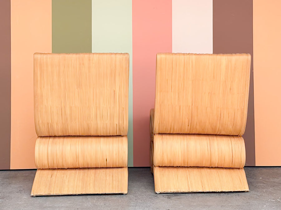 Pair of Coral Rattan Snake Chairs