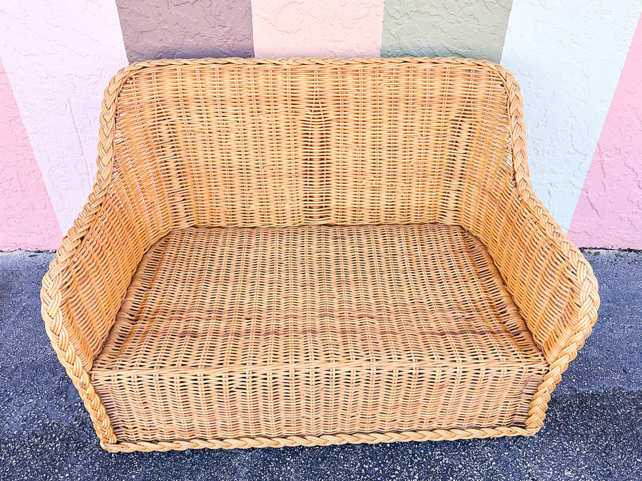 Braided Rattan Loveseat