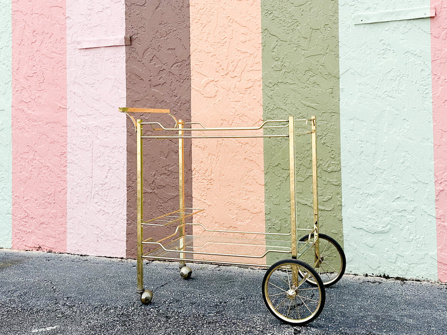 Hollywood Regency Style Metal Bar Cart