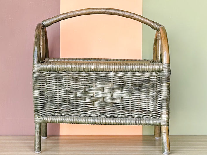 Green Rattan Magazine Rack
