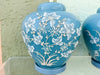 Pair of Robin Egg Blue Floral Icing Lamps